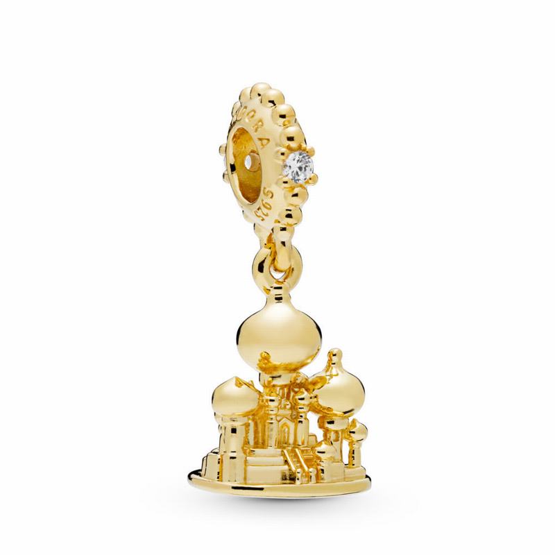 Pandora Disneyr Agrabah Castle Dangle Charm - 18ct Gold Plated/Cubic Zirconia - Canada | ZI6917RF